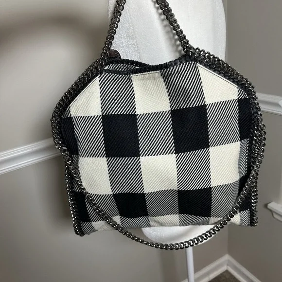 Stella McCartney Black and White Plaid Satchel - Picture 3 of 13